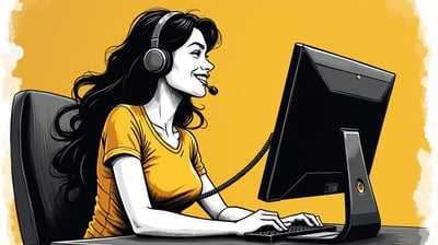 Illustration of customer service woman.