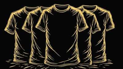 Stylized t-shirts stacked in front of each other.