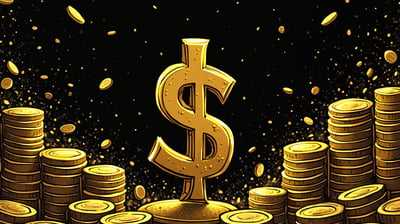 Dollar sign surrounded by coins.